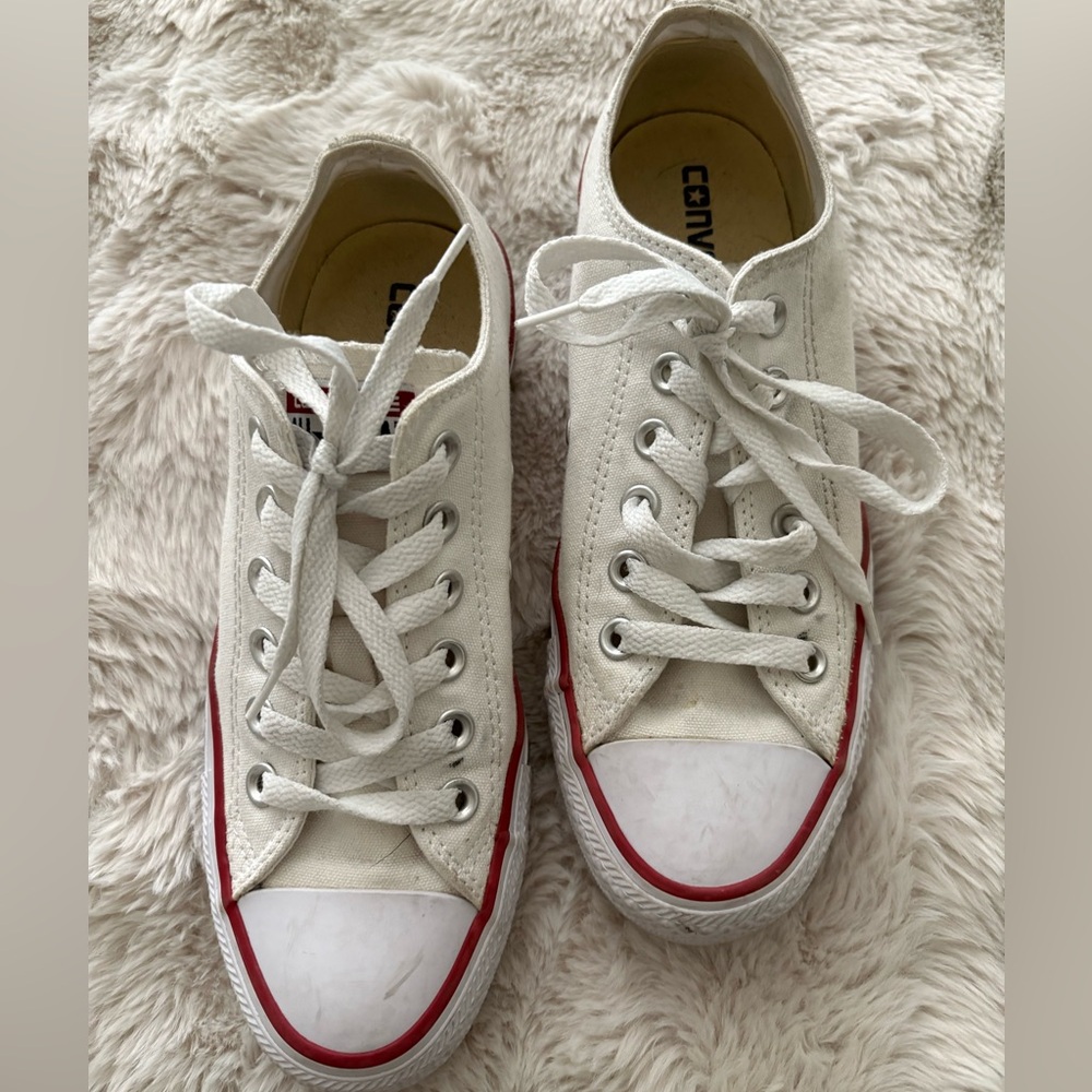 Converse White Sneakers with Red Accents